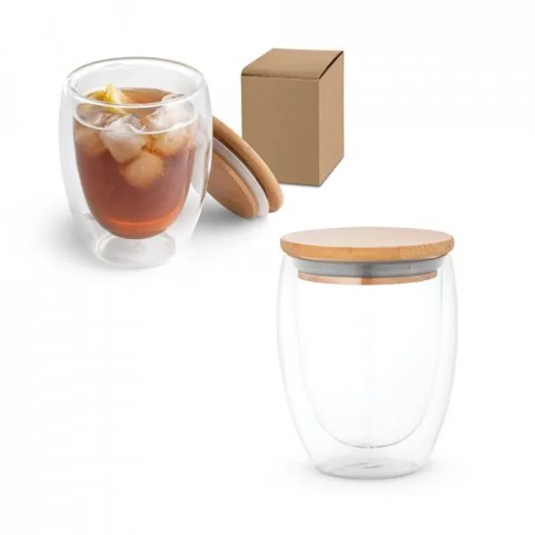 Copo em vidro isotérmico (borossilicato), térmico com parede dupla isolada a ar (350 mL) (SP-94767) personalizado | D.JOB