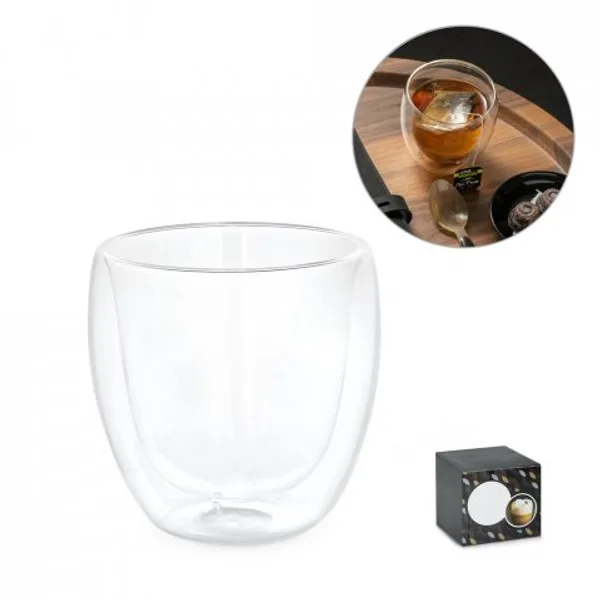 Copo em vidro borossilicato com parede dupla isolada a ar (220 mL) (SP-94785) personalizado | D.JOB