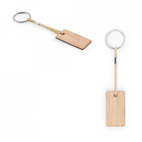 Chaveiro em bambu com cordão em PET (SP-95089) personalizado | D.JOB