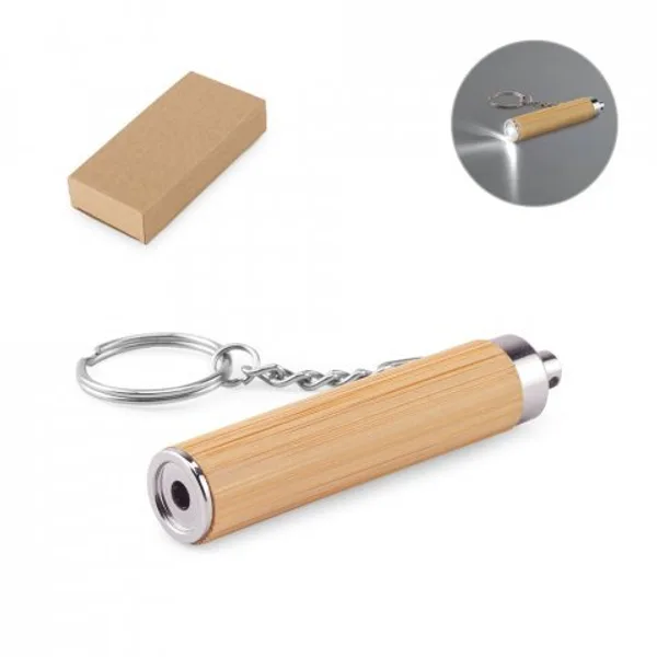 Chaveiro em bambu e ABS com lanterna LED (SP-95108) personalizado | D.JOB