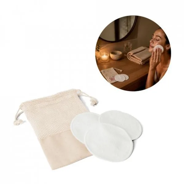 Conjunto de 3 discos de limpeza facial laváveis e reutilizáveis (SP-95113) personalizado | D.JOB