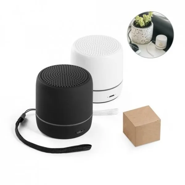 Caixa de som portátil com faixa LED exterio e autonomia de 4h, em ABS 100% reciclado (SP-97097) personalizado | D.JOB