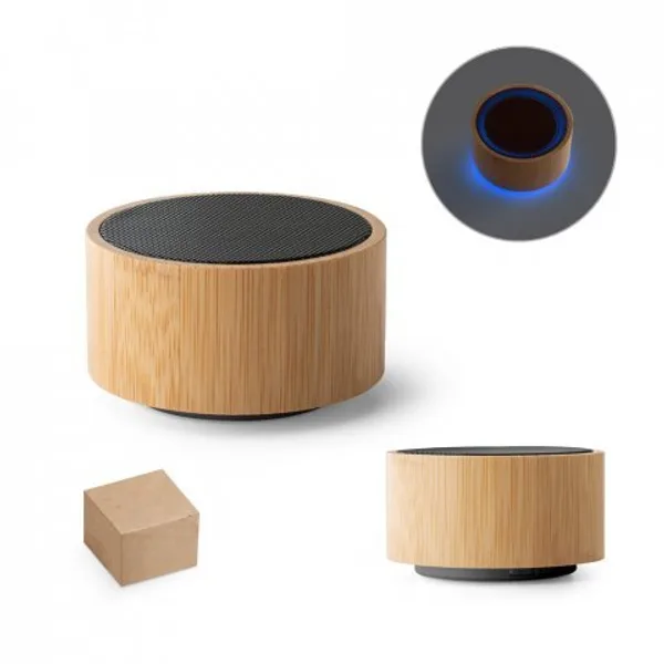 Caixa de som portátil com microfone e autonomia de 2h (300 mAh), em bambu e ABS (SP-97125) personalizado | D.JOB
