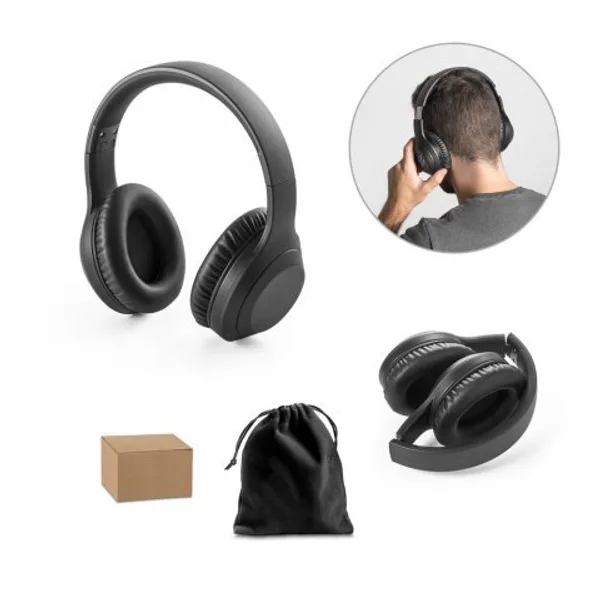 Fone de ouvido wireless dobráveis com ANC e autonomia de 15h, em ABS 100% reciclado (SP-97138) personalizado | D.JOB