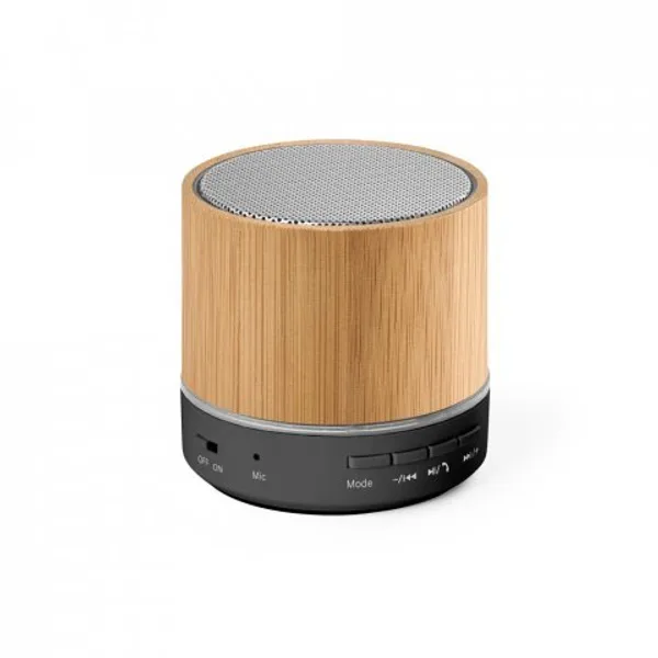 Caixa de som portátil com microfone e autonomia de 4h30 (400 mAH), em bambu e ABS 100% reciclado (SP-97441) personalizado | D.JOB