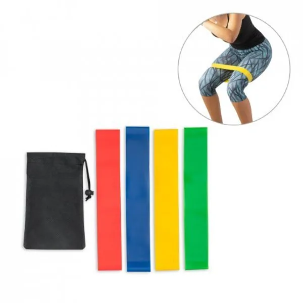 Conjunto de 4 bandas elásticas de ginástica com bolsa de non-woven (SP-99970) personalizado | D.JOB