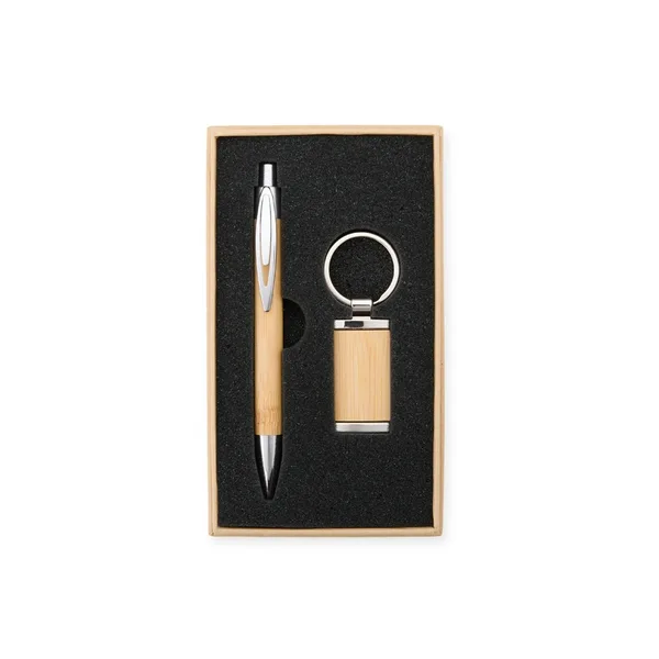 Kit Caneta e Chaveiro Bambu (XB-18835) personalizado | D.JOB